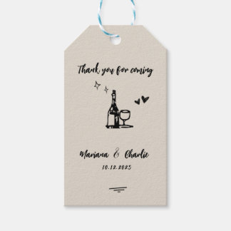 Retro Grey Hand Drawn Illustrated Wedding Gift Tags