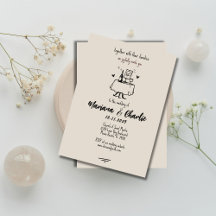 Retro Grey Hand Drawn Illustration Wedding