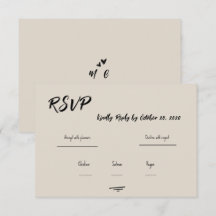 Retro Grey Hand Written Scribble Wedding RSVP 