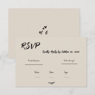 Retro Grey Hand Written Scribble Wedding RSVP Card