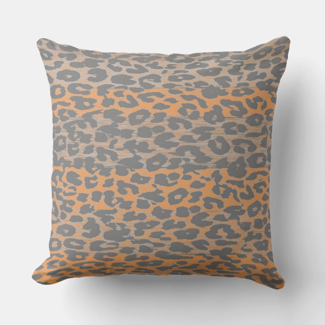Retro Grey Leopard Print Skin Cushion (Front)