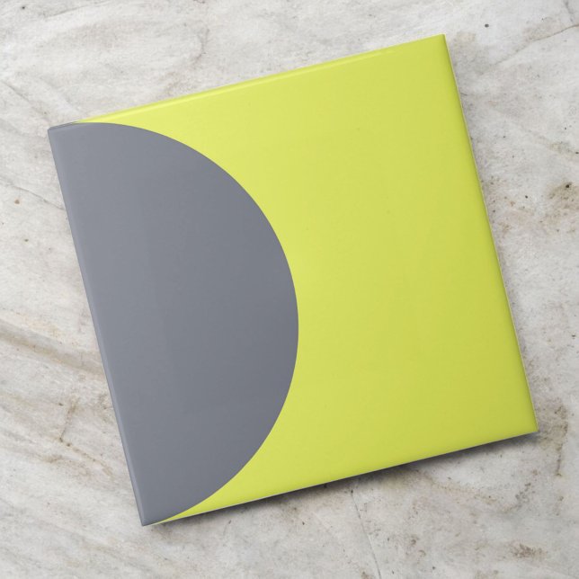 Retro Grey Neon Green Half Circle Bold Mid Century Tile (Creator Uploaded)