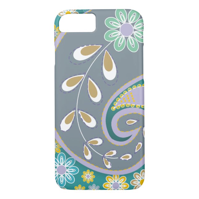 Retro grey paisley motif custom Case-Mate iPhone case (Back)