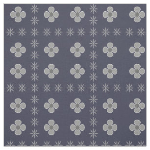 Retro Grey Scandi Floral Print Fabric