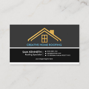 Retro Grey Shades Column Gold Home Roofer Business Card