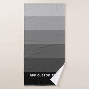 Retro Grey Stripes with Simple Sans Serif Name Bath Towel