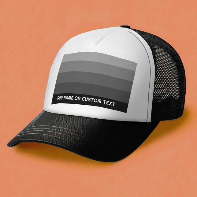 Retro Grey Stripes with Simple Sans Serif Name Trucker Hat (Custom Trucker hat)