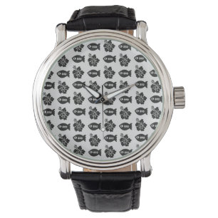 Retro Grey Tiki Pattern Watch