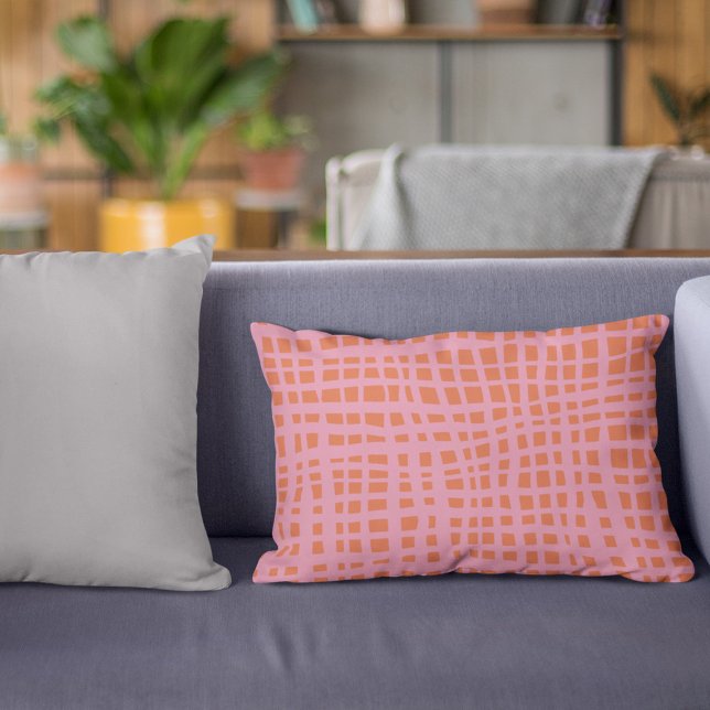 Retro Grid Abstract Pattern Decorative Cushion (Creator Uploaded)