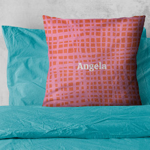 Retro Grid Abstract Pattern Personalizable Cushion