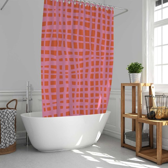Retro Grid Abstract Pattern Shower Curtain (Creator Uploaded)