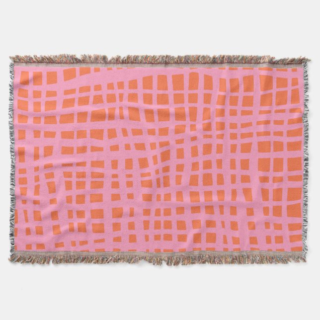 Retro Grid Abstract Pattern Throw Blanket (Front)