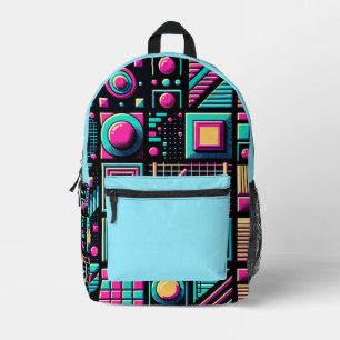 Retro Grid Burst Printed Backpack