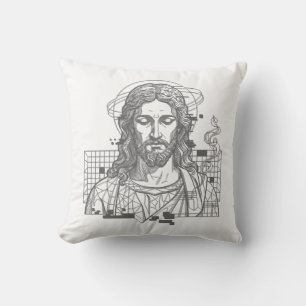 Retro Grid Jesus King Of Kings Revelation 19:16 Cushion