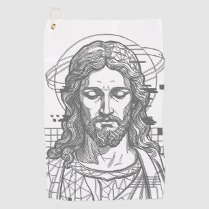 Retro Grid Jesus King Of Kings Revelation 19:16 Golf Towel