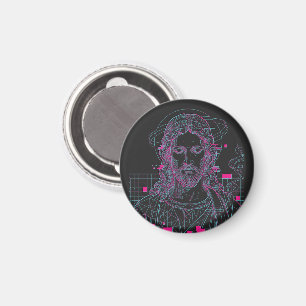 Retro Grid Jesus King Of Kings Revelation 19:16 Magnet