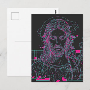Retro Grid Jesus King Of Kings Revelation 19:16 Postcard