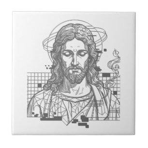 Retro Grid Jesus King Of Kings Revelation 19:16 Tile
