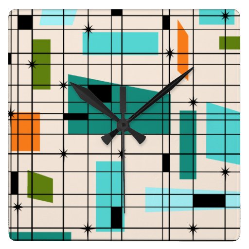 Image of Retro Grid & Starbursts Acrylic Wall Clock