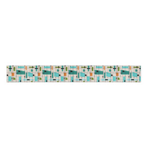 Retro Grid & Starbursts Grosgrain Ribbon