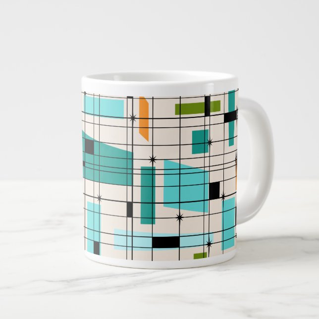 Retro Grid & Starbursts Jumbo Mug (Front Right)