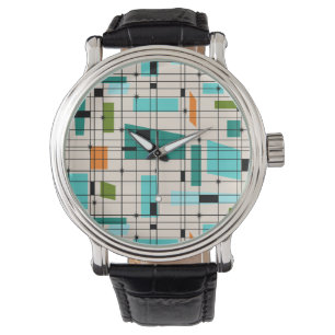 Retro Grid & Starbursts Men's Watch