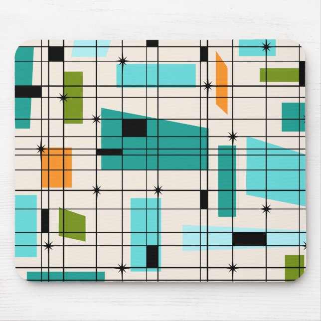 Retro Grid & Starbursts Mousepad (Front)