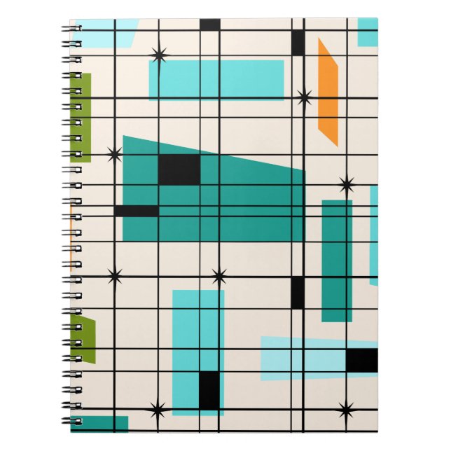 Retro Grid & Starbursts Notebook (Front)