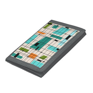 Retro Grid & Starbursts Nylon Wallet