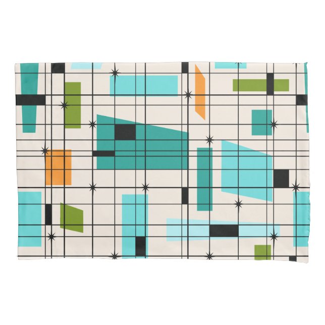Retro Grid & Starbursts Pillowcase (Front)