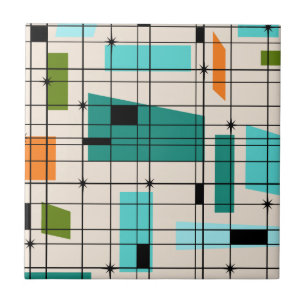 Retro Grid & Starbursts Tile