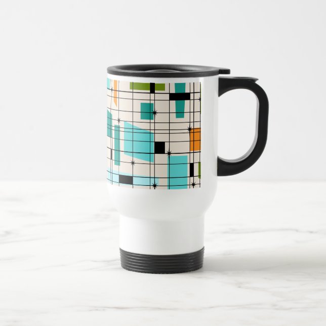 Retro Grid & Starbursts Travel Mug (Right)