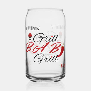 Retro Grill Baby Grill Summer BBQ Party Can Glass