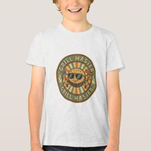 Retro Grill Master Burger Character BBQ King Vinta Tri-Blend Shirt