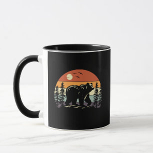 Retro Grizzly Bear Silhouette Vintage Sunset Mug