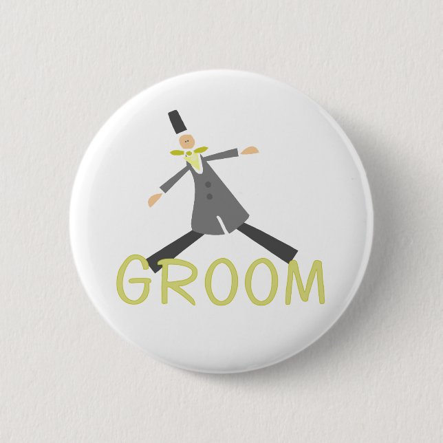 Retro Groom in Tuxedo 6 Cm Round Badge (Front)