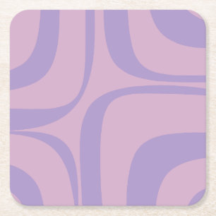 Retro Groove Abstract Purple Lavender Lilac Square Paper Coaster