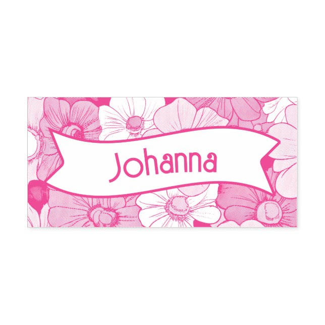 Retro Groove Floral Name Self Inking Rubber Stamp (Design)