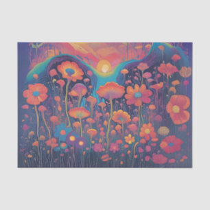 Retro Groove Flowers Decoupage Tissue Paper