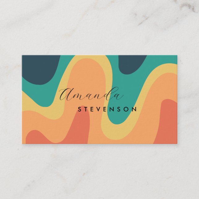 Retro Groove Liquid Abstract IV Business Card (Front)
