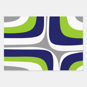 Retro Groove Mid Century Modern Abstract Pattern Wrapping Paper Sheet