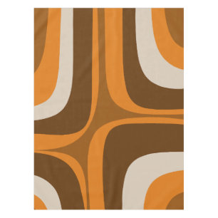 Retro Groove Mid Century Modern Pattern 70s Brown Tablecloth