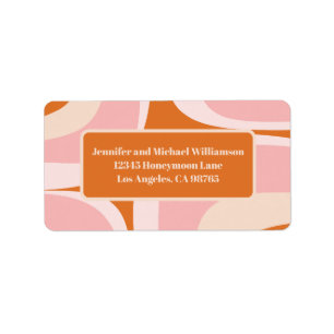 Retro Groove Pink and Orange Abstract Pattern Label