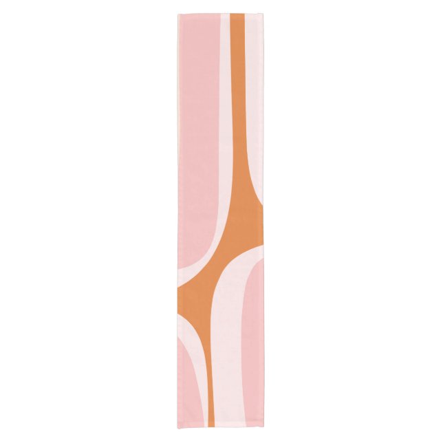 Retro Groove Pink and Orange Abstract Pattern Short Table Runner (Front)