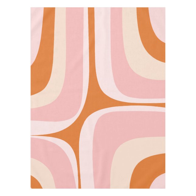 Retro Groove Pink and Orange Abstract Pattern Tablecloth (Front)