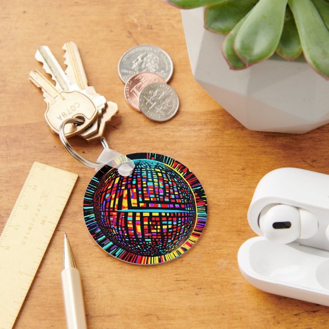Retro Groove: Space-Time Disco Ball  Key Ring (Desk)