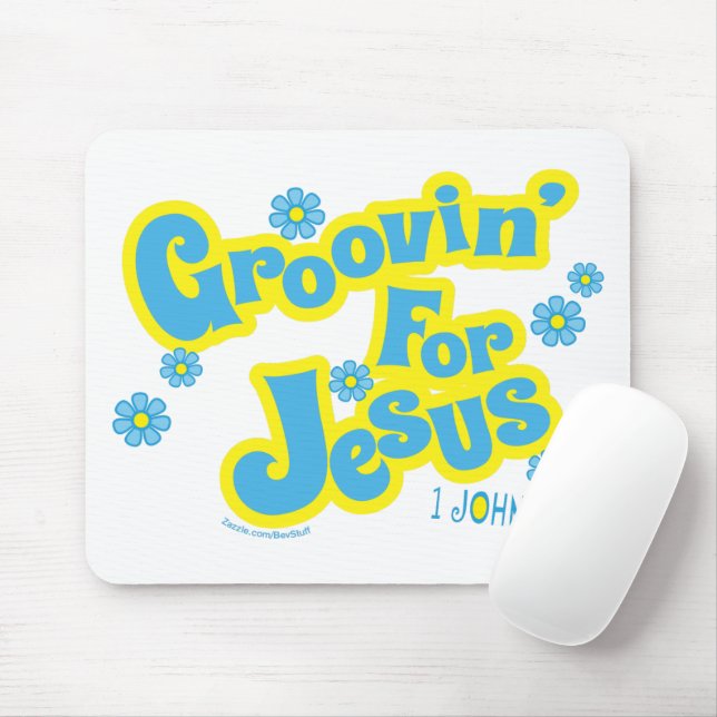 Retro Groovin' For Jesus Christian Mouse Pad (With Mouse)