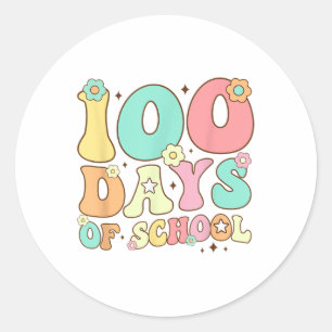 Retro Groovy 100 Days Happy 100th Day Of School Te Classic Round Sticker