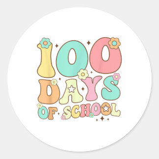 Retro Groovy 100 Days Happy 100th Day Of School Te Classic Round Sticker
