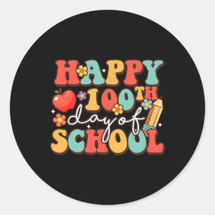 Retro Groovy 100 Days Happy 100th Day Of School Te Classic Round Sticker